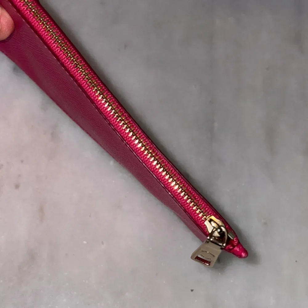 Coach Wristlet Bag Pouch Pink Saffiano Leather Clutch Pouch Wallet